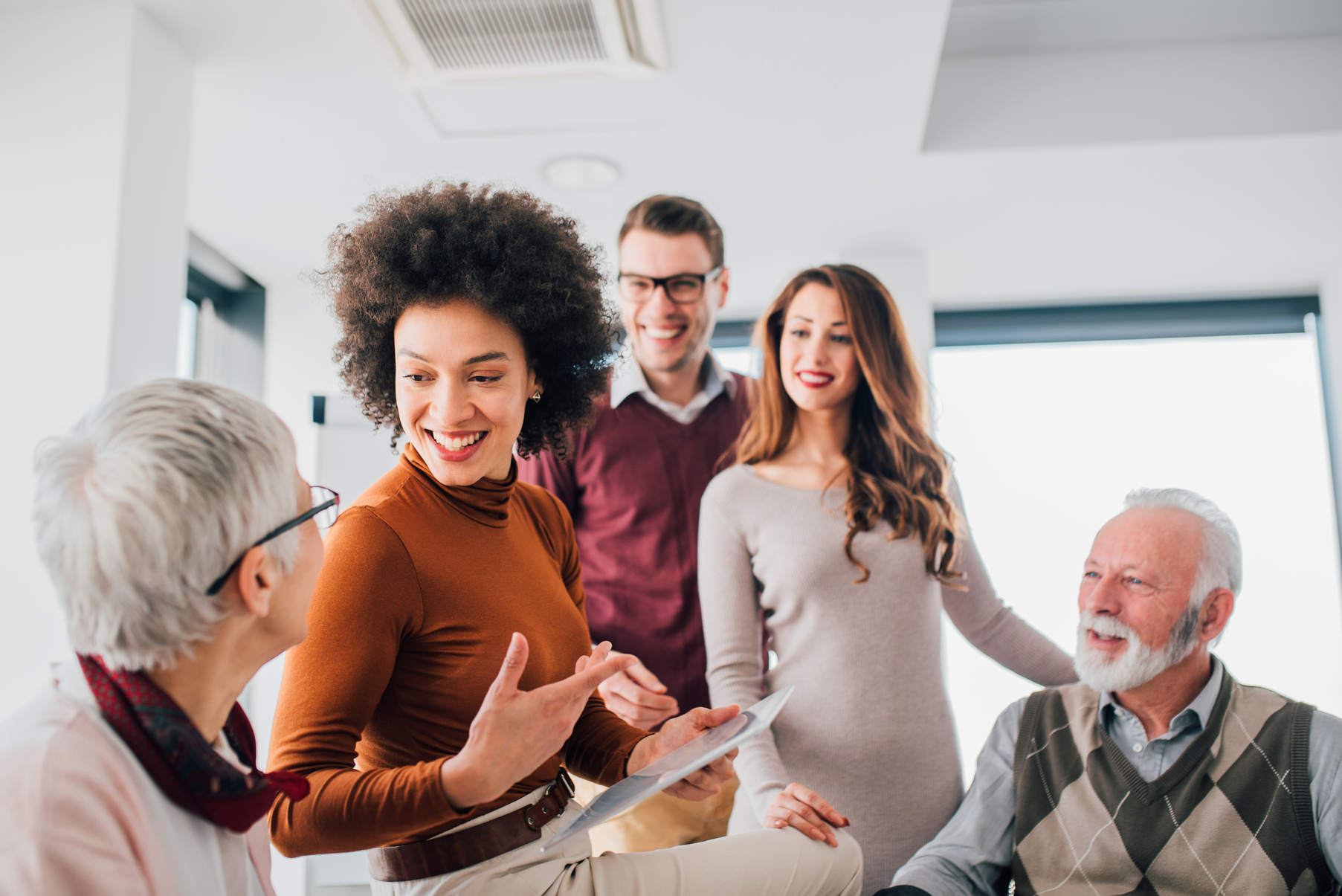 Happy business people at office